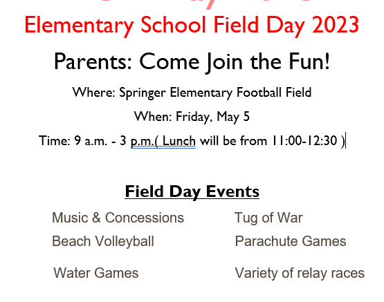 Elementary School Field Events